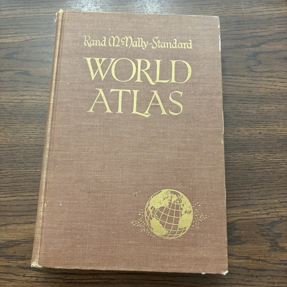 Vintage 1955 Rand McNally Standard World Atlas Hardcover Geography Reference